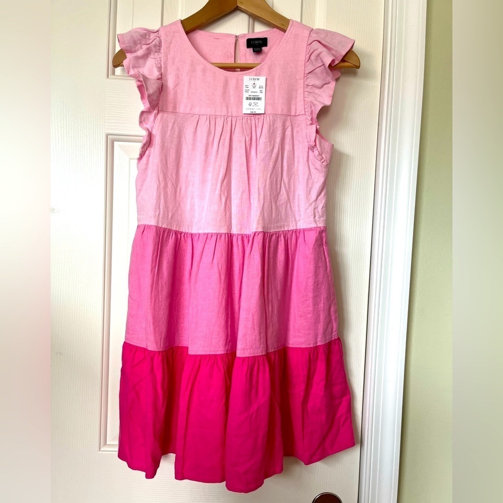 J. Crew pink linen swing dress in 00P